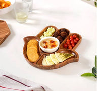 "Hand Shapped Acacia Wood  Serving platter with Dip Bowl- Perfect for Entertaining"
