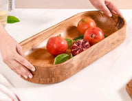 "Natural Acacia Wood Oval- Shaped Serving Platter"