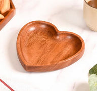 "Acacia Wood Heart Dessert Plate"