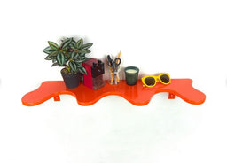 " Kartell Lovely Rita Red Wavy Wall Shelf -Modern , Chick Storage Solution"(8"D X 16" L)